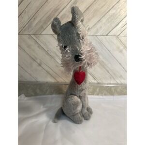 Rare SKM Schnauzer Gray Plush Dog With Hanging Heart